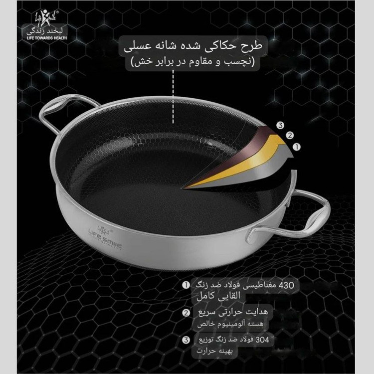 سرویس قابلمه لایف اسمایل مدل LIFEP18-12 ظرفیت ۱۲ پارچه استیل دوطرف لیزری