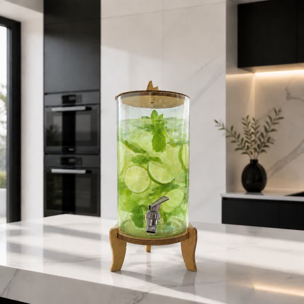 کلمن شیشه ای پایه چوبی