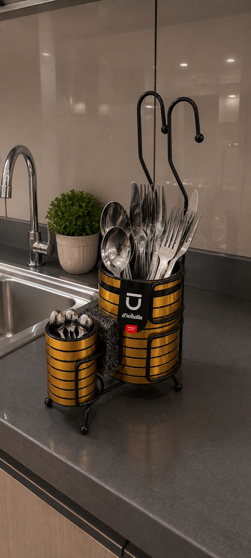 جا قاشقی اویز دو قلو طلایی تایلندی گیلبرت